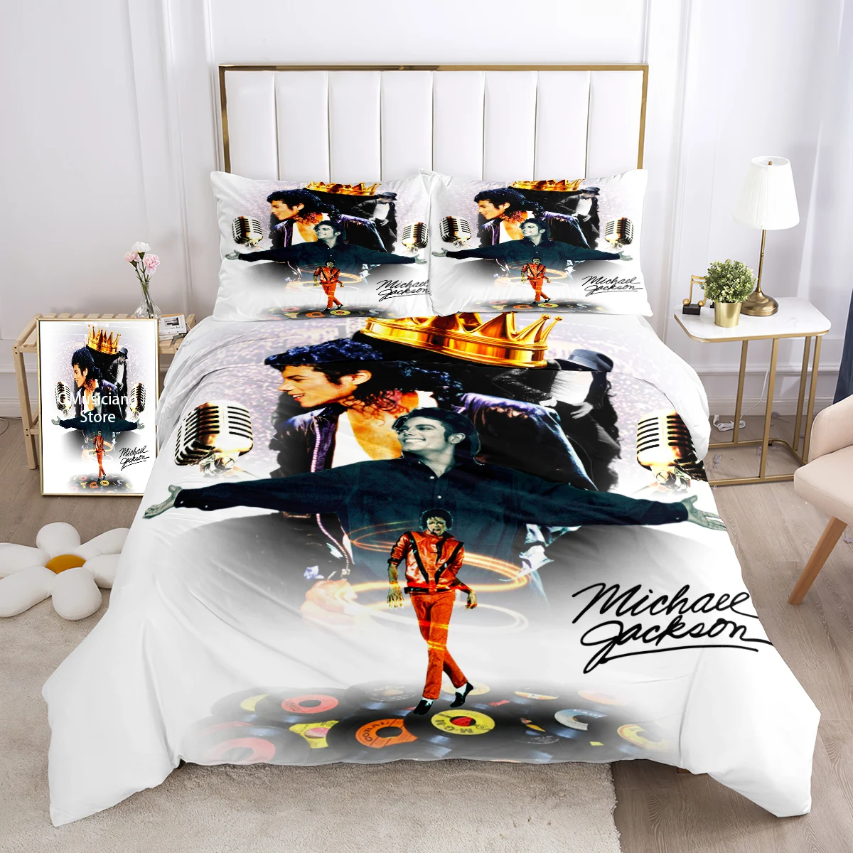 

OMusiciano Michael Jackson 3D print custom bedding set, comforter / duvet cover set full queen king, bedclothes pop king 3pcs
