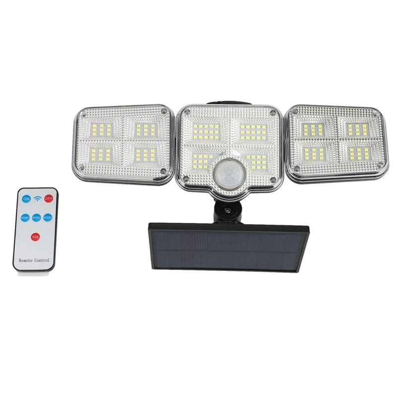 

TOP 122 Leds 3 Heads Solar Lights Motion Sensor LED Outdoor Wall Lamp LED Porch Light Waterproof Solar Powered For Garden