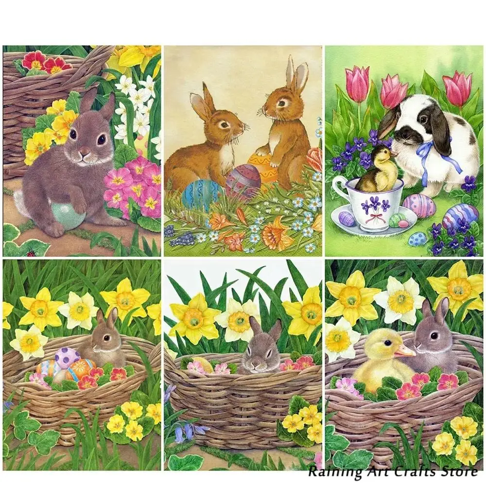 

Sale 5D Diy Diamond Painting Rabbit Embroidery Full Round Square Drill Cross Stitch Kits Animal Mosaic Pictures Home Decor Gift