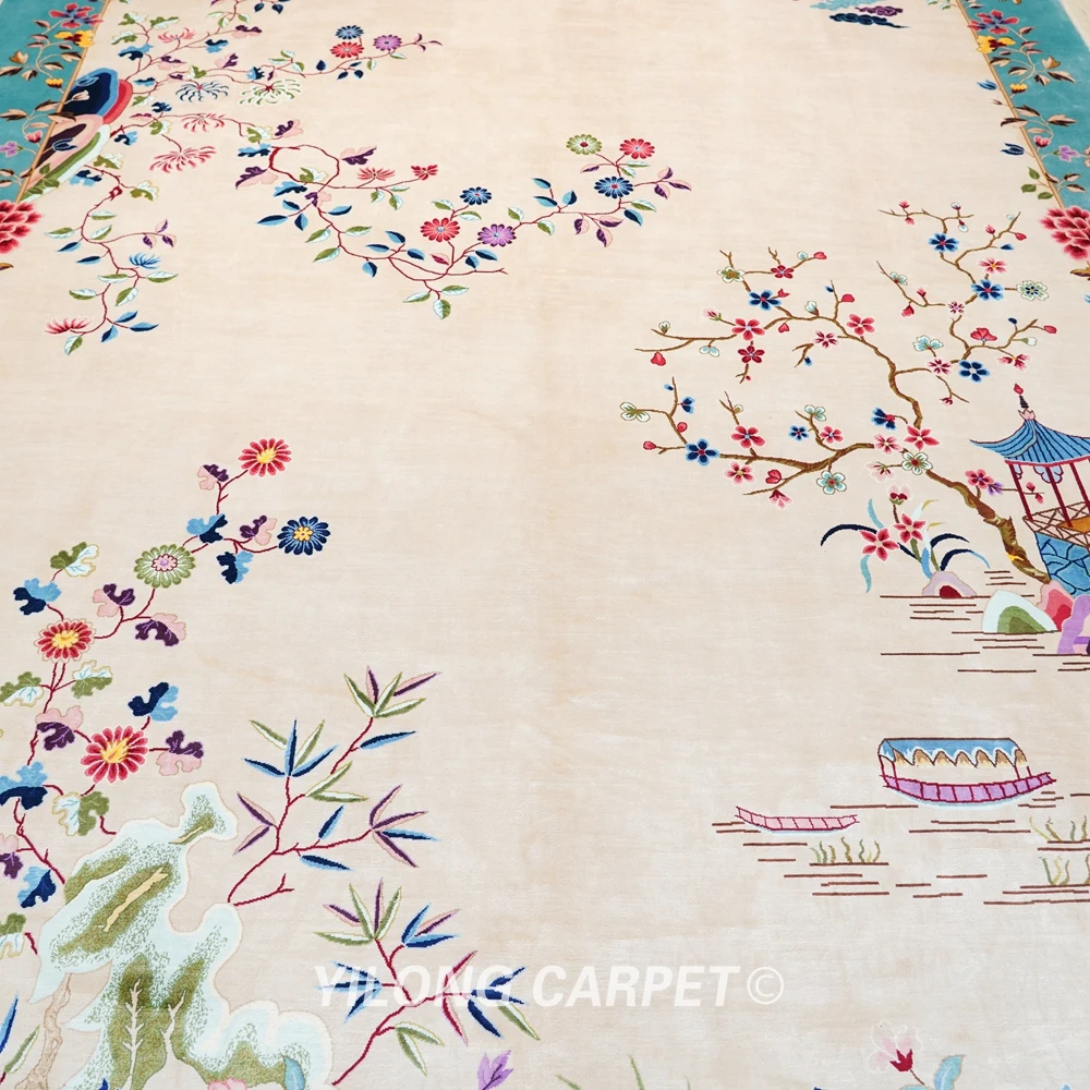 YILONG 8'x10' Vintage Art Deco Hand Knotted Oriental Chinese Silk Rugs | Дом и сад