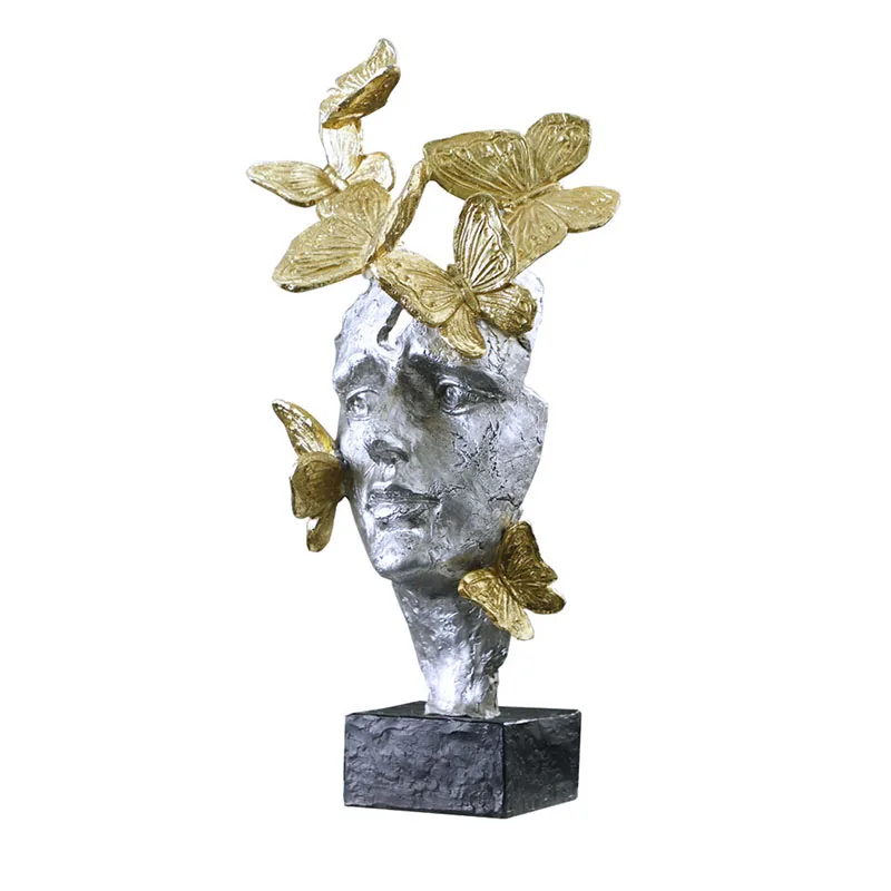 

Скандинавская Ретро фигурка девушки в виде золотой бабочки, артикул, скульптура, Декор для дома, аксессуары, современное искусство из смолы