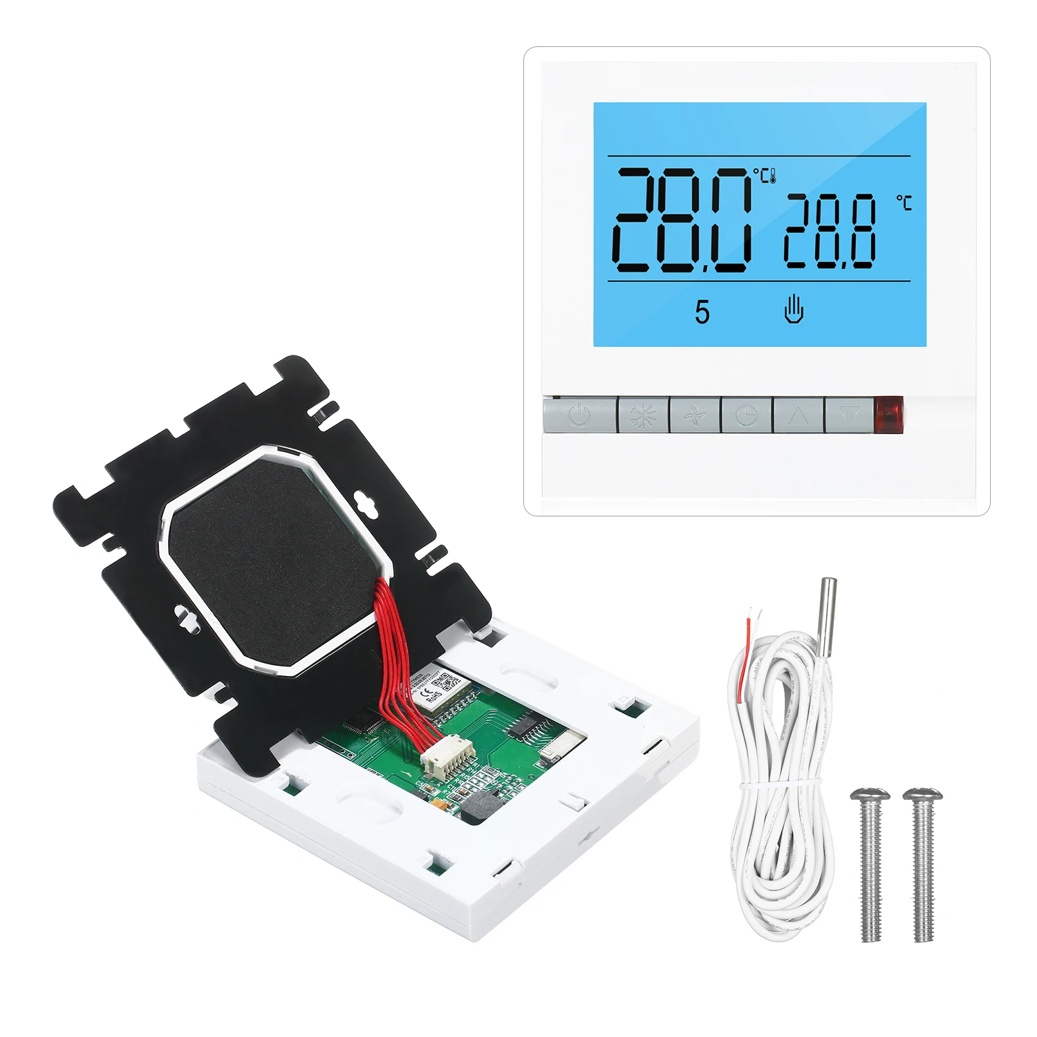 

Программируемый умный термостат для подогрева воды, большой 3,2 дюйма, ЖК-экран с подсветкой, контроллер температуры для подогрева воды