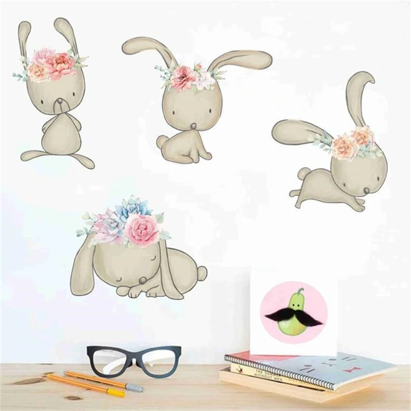 

Lovely rabbit Wall Stickers For Kids Rooms Children Bedroom Decoration Art Mural