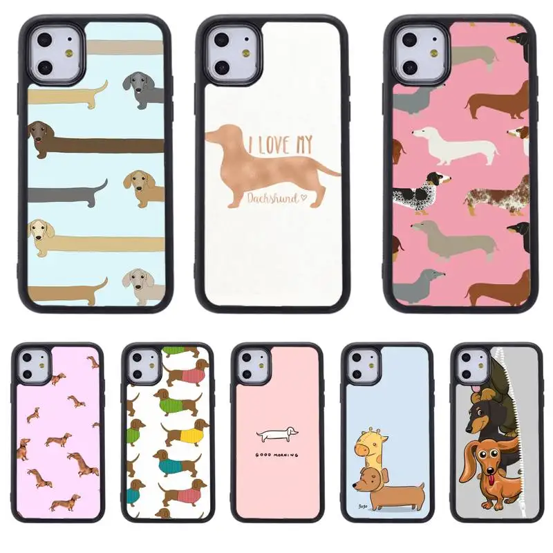 

Dachshund Silhouette Dog animal Phone Case For Samsung S8 S9 S10 S20 plus 5G lite note 20 ultra PC nax fundas cover
