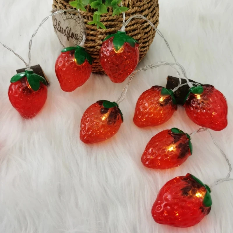

Battery Operation 1.5M/3M LED Strawberry Fruit Christmas Fairy String Lights 10LED/20LED Garden Wedding Holiday Home Decoration