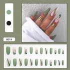 Накладные ногти, 24 шт., матовые зеленые патчи для ногтей, клеевой тип, съемный длинный абзац, Модный маникюр, накладные ногти, патчи, подарки для девочек