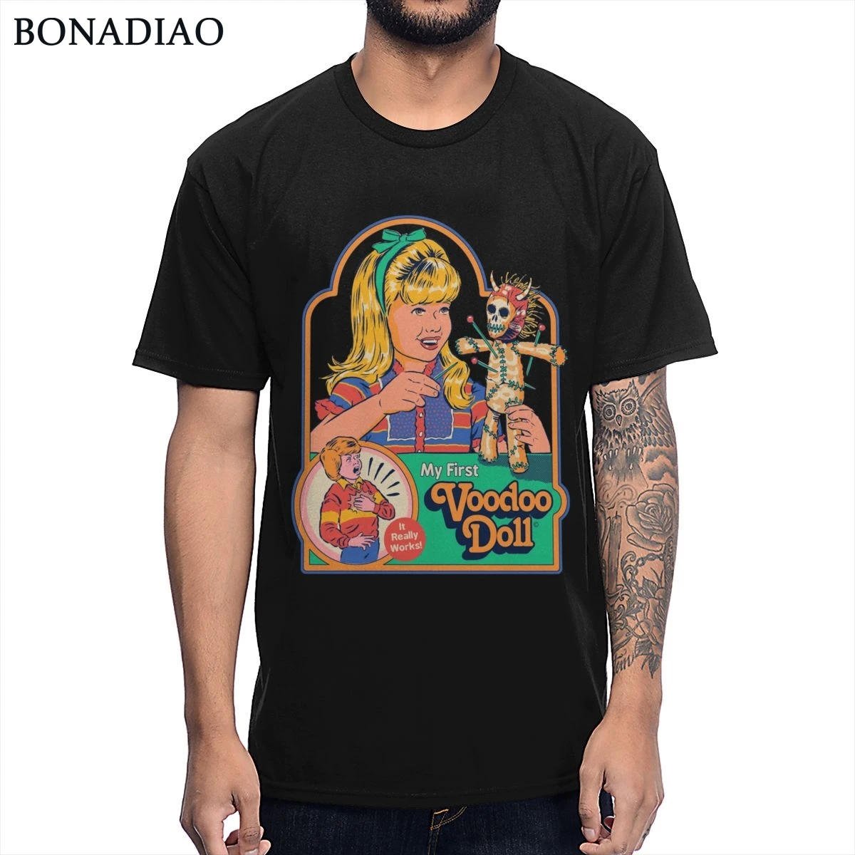 Винтажная футболка с надписью сатанизма кукла вуду Мужская из чистого хлопка