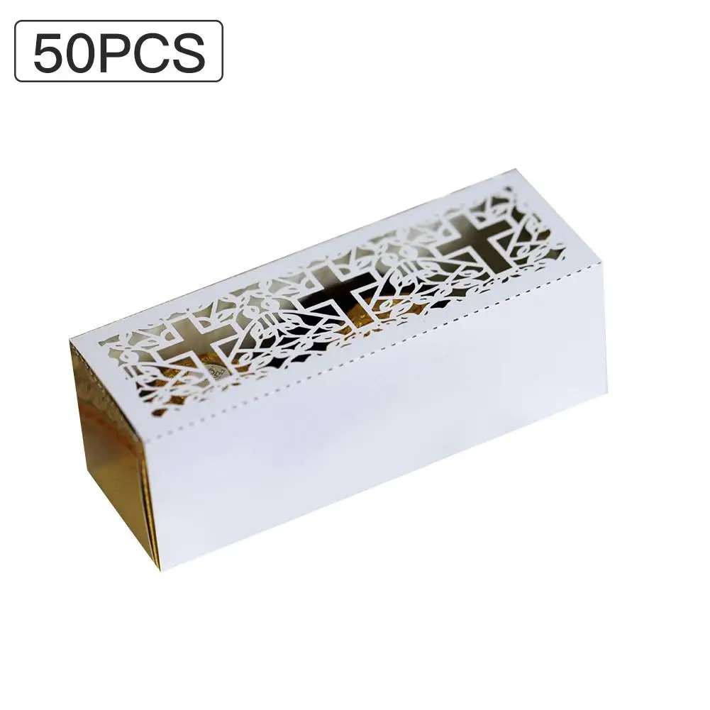 

50PCS Candy Boxes Wedding Favor Boxes Chocolate Paper Boxes For Bridal Shower Wedding Birthday Party Cross Chocolate Box