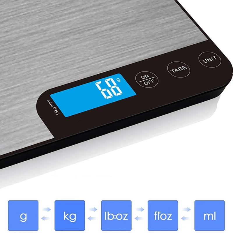 

Food Scale 33Lb Digital Kitchen Scale Weight Grams Oz for Cooking Baking Multifunction Food Scale, 1G Precise Graduation