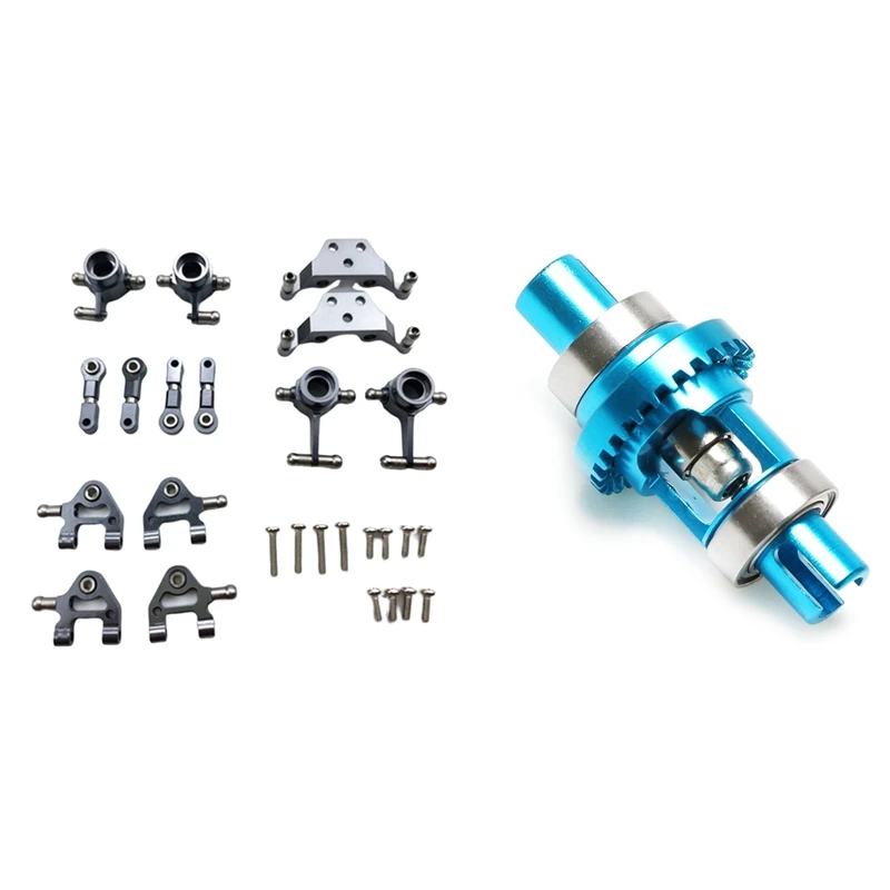 

Metal Upgraded Parts Steering Cup Swing Arm Shock Absorber Plate Set Grey with Metal Ball Differential Box