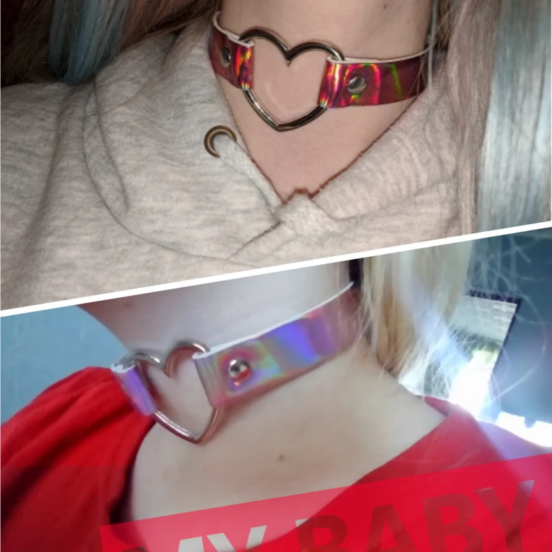Trendy Sexy Necklace Women Choker PU Leather Chocker Handmade Metal Laser chocker Rainbow Punk Gothic Necklaces Collier Jewelry | Украшения