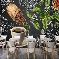 custom 3d mural wallpaper coffee beans fruits painting blackboard poster for restaurant cafe drink bar background wall decor