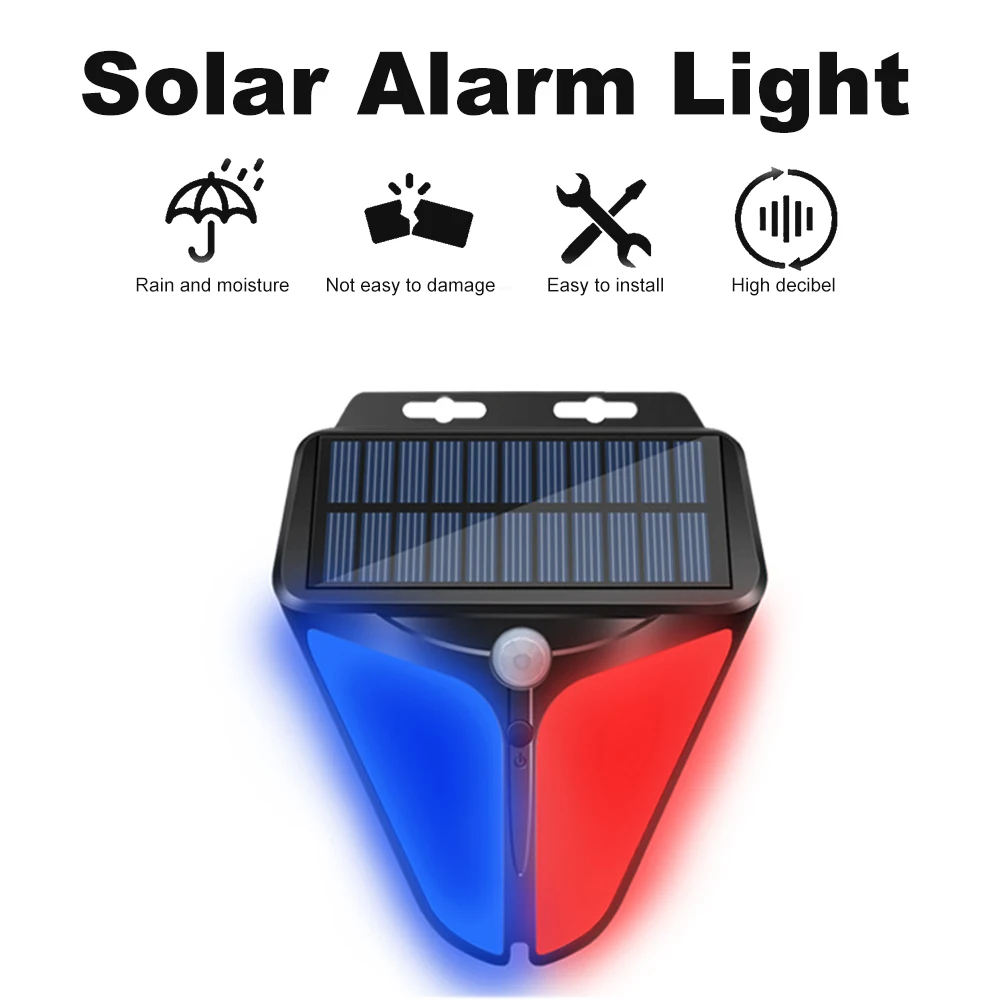 

Alarm Light Wireless Solar Powered LED Strobe Motion Sensor Farm Wall Lamp Home IP65 Waterproof 129db Sound Security Anti Theft