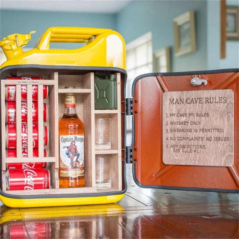 

My пещера My Rules Jerry Can Bar мини бензиновый бочонок винный шкаф дисплей для напитков стандартная полка
