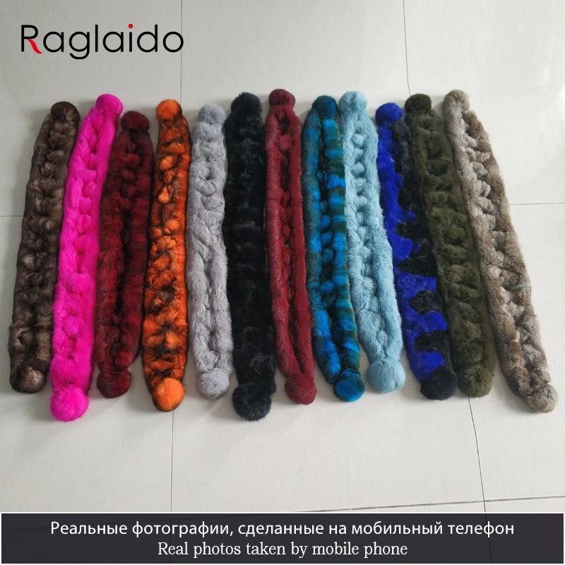 

Women Winter Rabbit Fur Scarf 100% Natural Rabbit Fur Fashion warm And Soft Neckerchief Wholesale Pompoml Fur Scarves Headbands