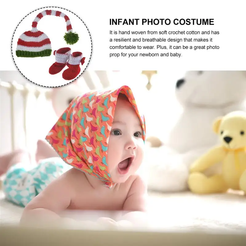 

1 Set Baby Long Tail Hat Christmas Photography suit Baby Clothes for Baby Kid