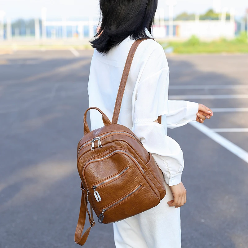 2019 женские кожаные рюкзаки вместительные школьные ранцы для девочек подростков