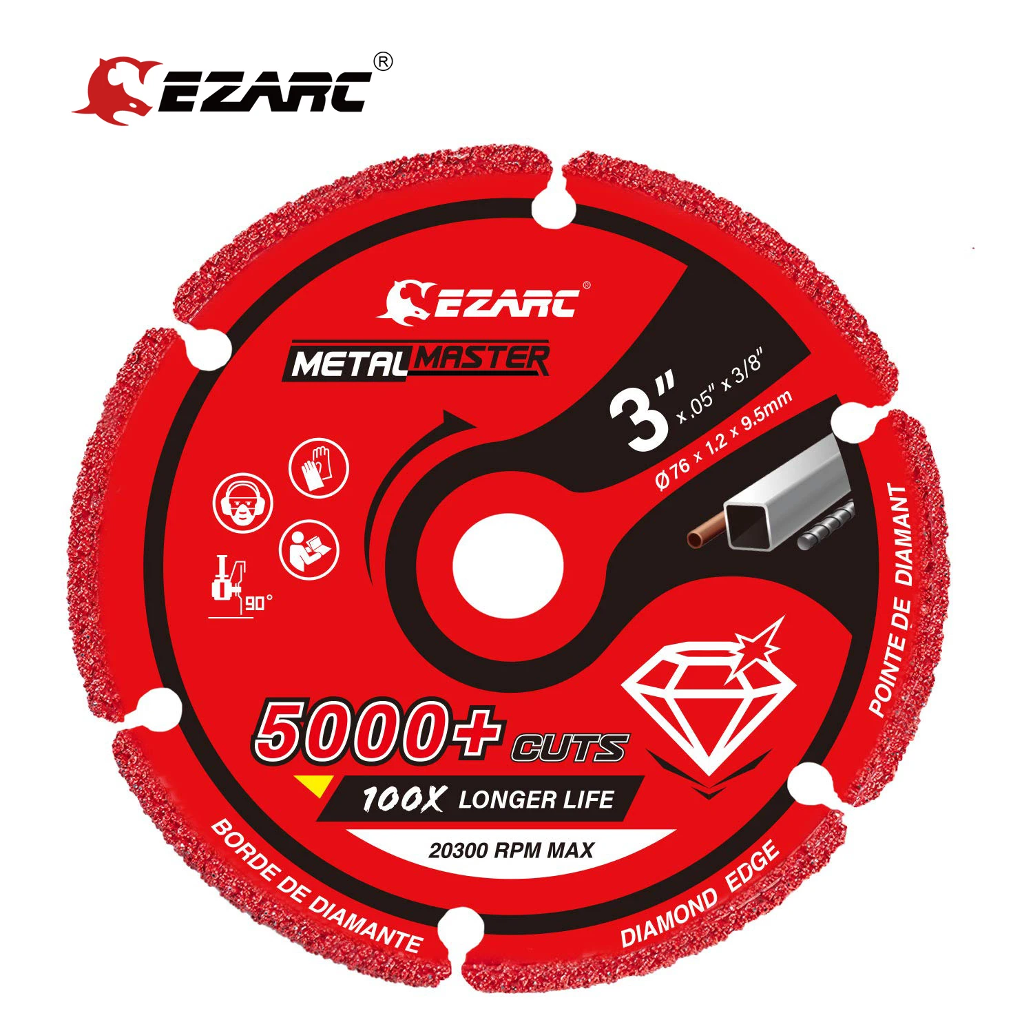Алмазный режущий диск EZARC 3x3/8 дюйма и 4-1/2x7/8 для металла отрезной круг с более чем