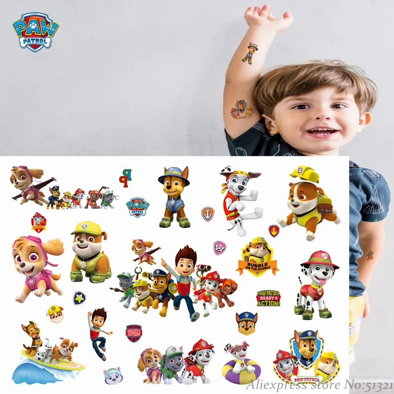 Paw Patrol мультфильм Временная наклейка татуировки для мальчиков детские игрушки