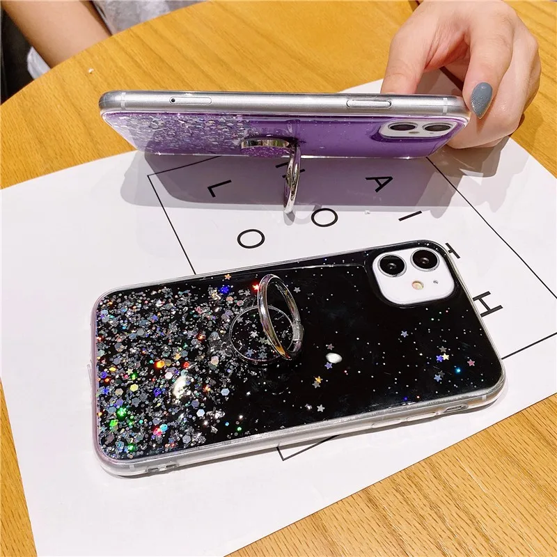 

simple clear Ring buckle girl Phone Cover Case For Iphone X 11 pro Xs Max Xr 10 8 7 6 6s Plus SE 4.7 Luxury soft Coque Fundas