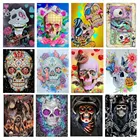 5D алмазная живопись, заполненная квадратнымикруглыми стразами ручной работы сделай сам, инкрустация стразами, вышивка крестиком Череп, домашняя подвесная картина, украшение, подарок