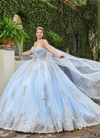sky blue quinceanera dresses ball gown sweetheart tulle appliques beaded puffy cheap sweet 16 dresses