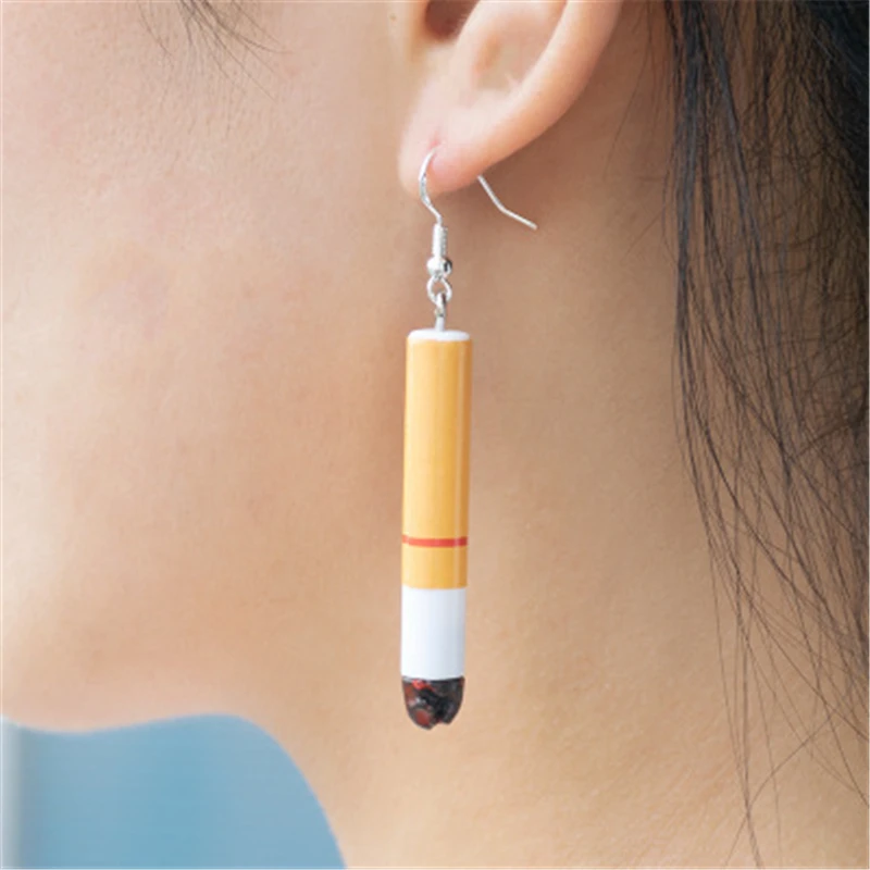 Висячие серьги в виде сигарет с подсветкой забавные индивидуальные реалистичные