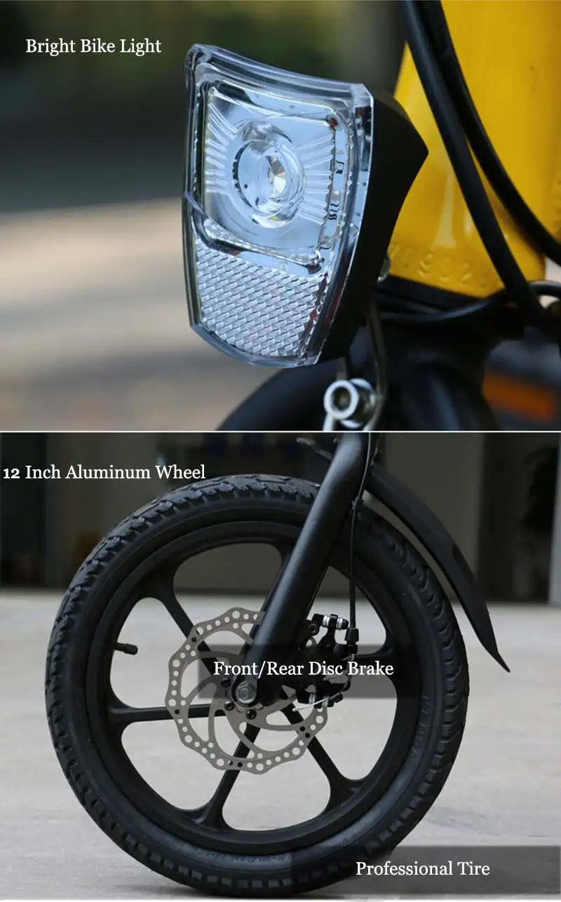 CMSBIKE F12 36V 6.6AH 250W черный 12 дюймов городской складной электровелосипед 20 км/ч 50 км