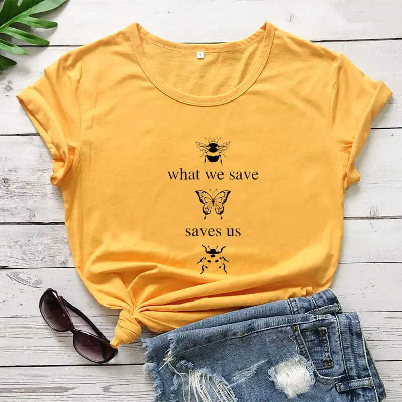 What We Save Saves Us Bee Butterfly рубашка с графическим принтом божья коровка Новое