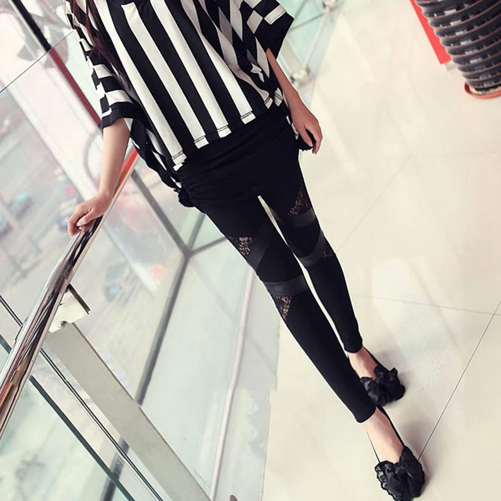 Женские тонкие сетчатые кружевные леггинсы узкие стретч-карандаш брюки колготки