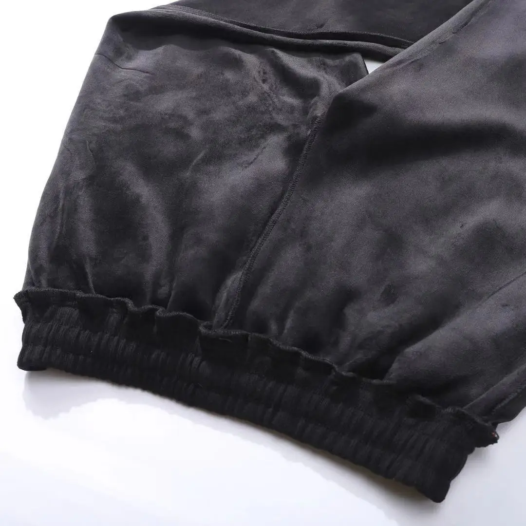 

Oversized 130KG Men's Trousers,New Style Loose Embroidered Thick Lace-up Korean Fashion White/black Trousers for Fall and Winter