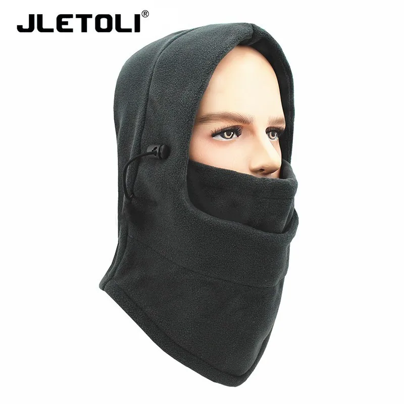 grey JLETOLI Открытый Осень Зима ветрозащитный флис теплый Facemask лыжный головной убор с капюшоном шапка Велоспорт езда обучение маска - Цвет: grey