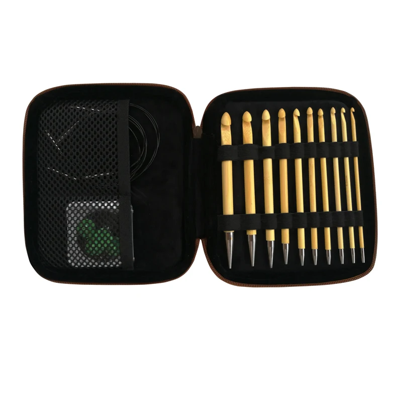 QZLKNIT бамбуковые Сменные афганские вязальные крючки для вязания крючком 10