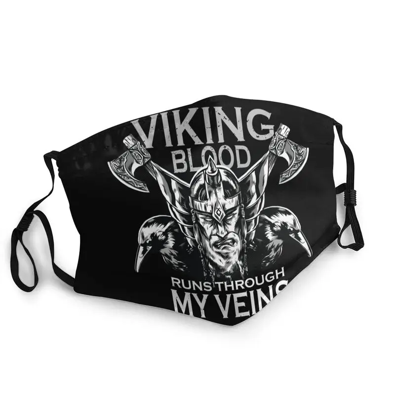 

Моющаяся маска для лица викингов, унисекс, для взрослых, Vikings, кровяной ворон, топора, пылезащитный противотуманный респиратор