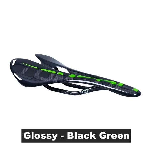 Glossy black Green TOMTOU полный 3K Углеродное волокно велосипедное седло для шоссейных/MTB велосипедных частей глянцевый Сверхлегкий 115 г Максимальная нагрузка 150 кг - Цвет: Glossy black Green
