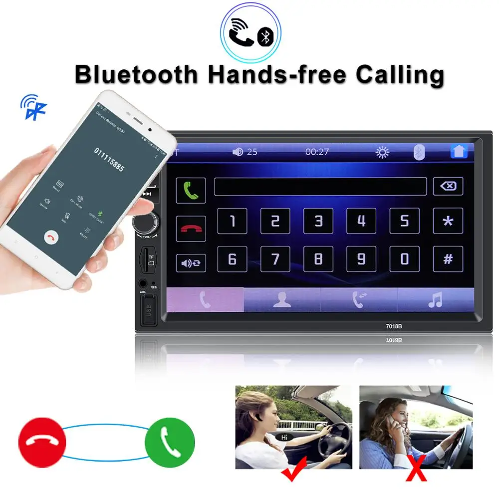 Автомагнитола 2 Din Mp5 плеер Bluetooth Handsfree сенсорный экран авто радио обратное
