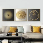 Абстрактная Золотая и черная Геометрическая масляная живопись, 120x120 см, постеры и принты на холсте, художественные настенные картины для гостиной