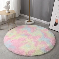 round tie dye rug short plush rug living room bedroom area rug rainbow rug blue purple green pink rug room decor