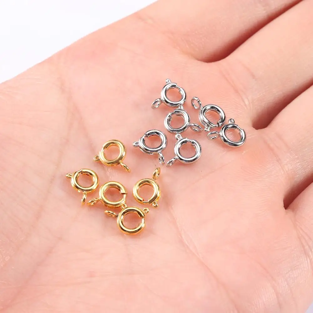 

30pcs/lot Gold Silver Spring Ring Clasp With Open Jump Ring jewelry Clasp For Chain Necklace Bracelet Connectors Jewelry Making