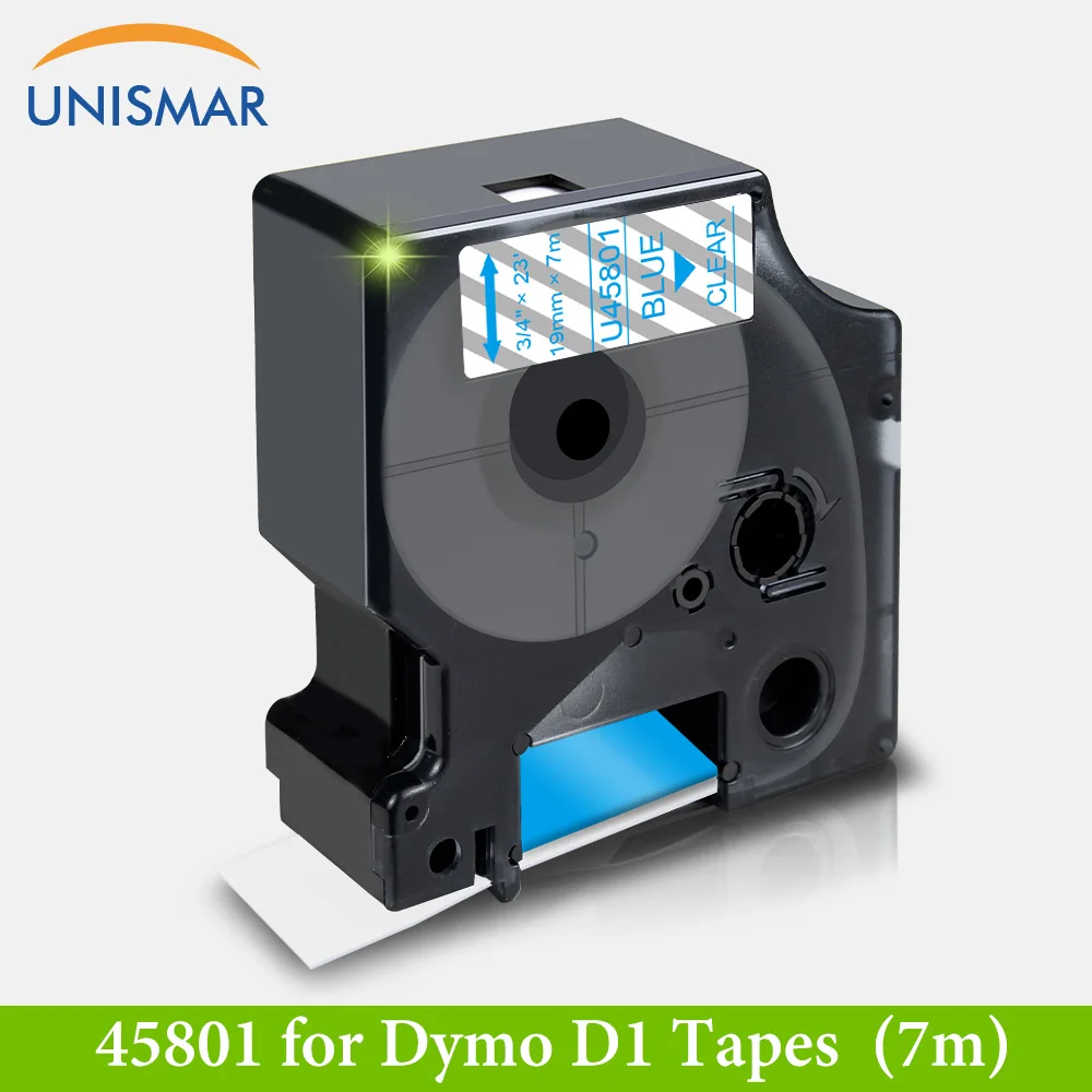 

Unismar Compatible Dymo D1 Label Tape Blue on Clear 45801 19mm Labeller for Dymo Label Printer Typewriter LabelManager PnP 450