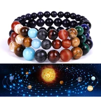 eight planets natural stone bracelet universe yoga chakra galaxy solar system beads bracelets for men women jewelry