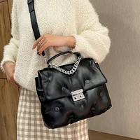 designer down space crossbody bags for women fashion cotton padded women handbag winter chains quilting shoulder bag ladies new
