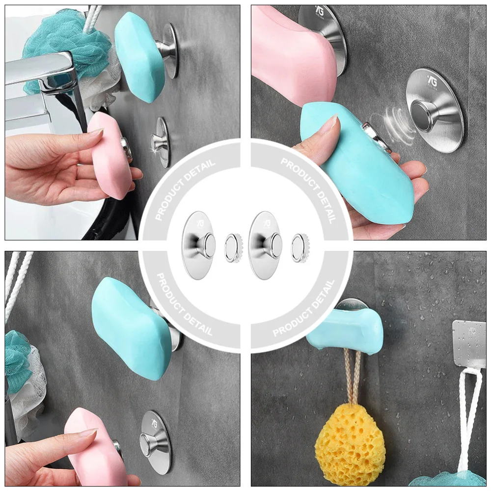 

2pcs Magnetic Soap Holders Bathroom Wall Hanging Soap Box Suction Cup Rack