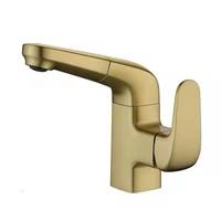solid brass bahroom basin faucet pull out hot cold sink mixer tap single lever deck mounted gun greybrushed goldchrome