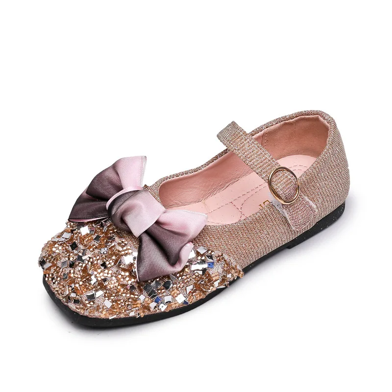 Сезон весна Новинка Милые туфли на плоской подошве с бантом-узел стразы