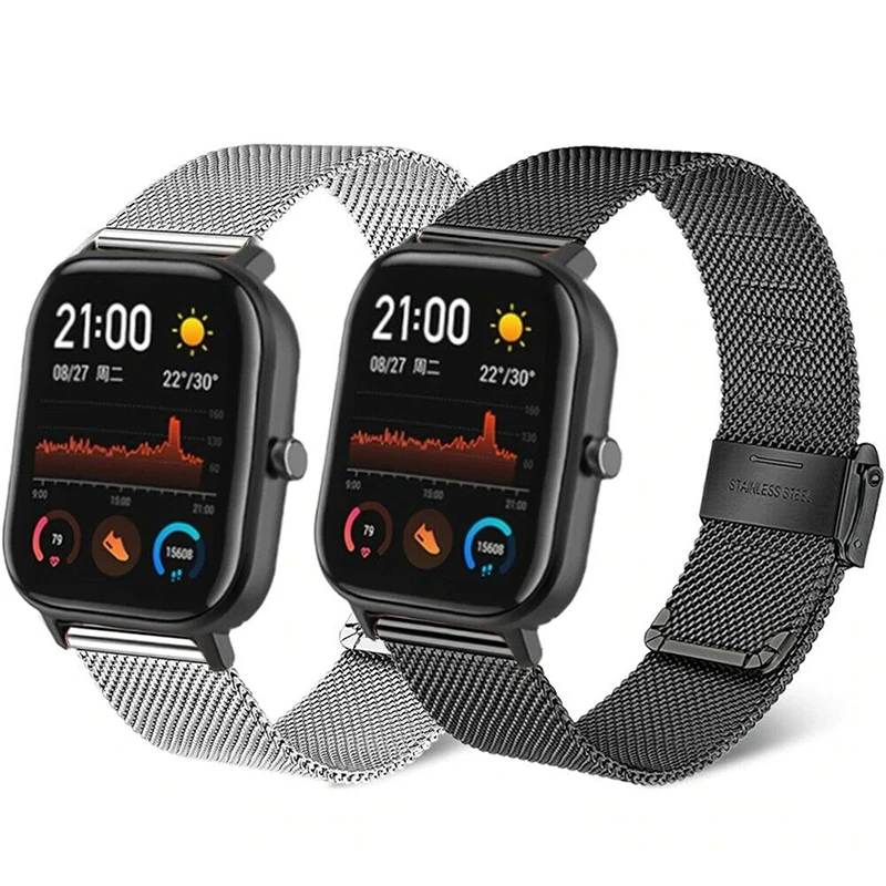 Сетчатые ремешки 20 мм для Xiaomi Huami Amazfit GTS 1 2 3 2e mini миланские из нержавеющей стали Bip U