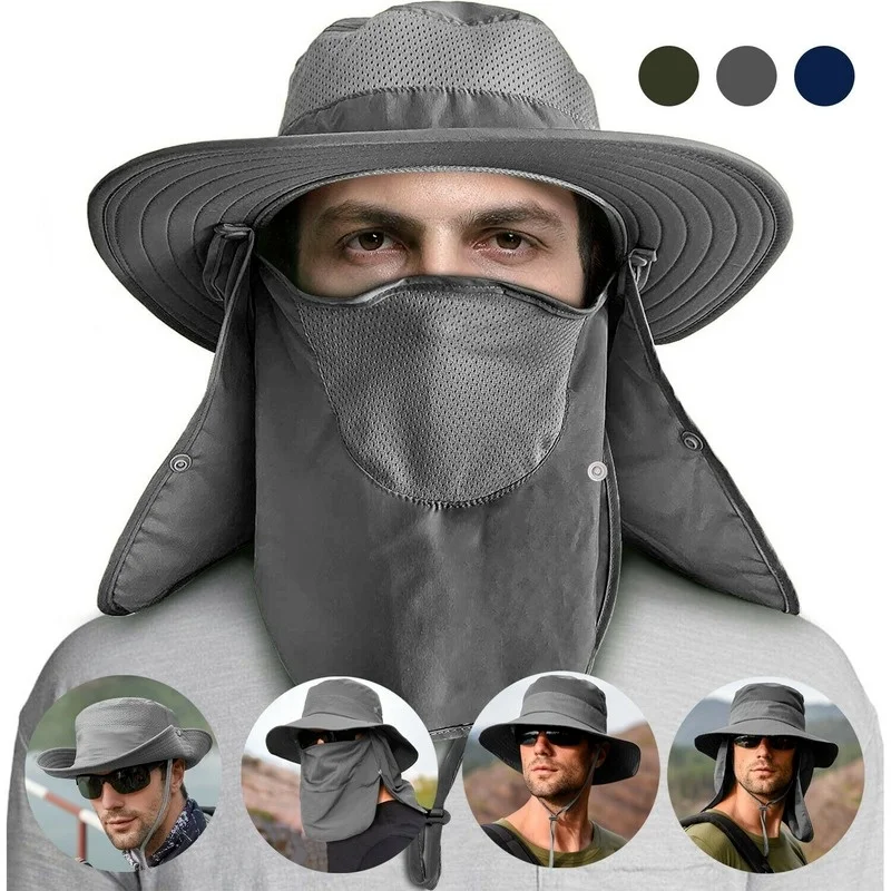 

Hot Hiking Fishing Wide Brim Hat Outdoor Sport Sun Protection Neck Face Flap Cap