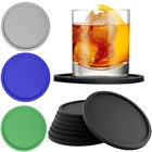 Силиконовые подставки для стаканов, круглые мягкие изоляционные противоскользящие черные подставки для Винных Бокалов, домашние инструменты для бара