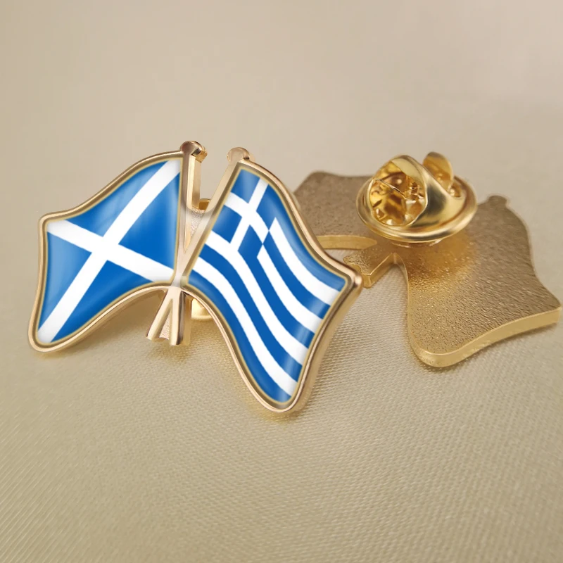 Шотландия и Греция перекрестные двойной флаг дружбы значков на булавке брошь
