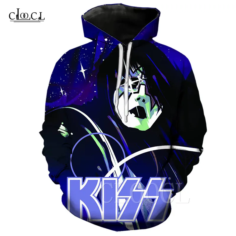 Толстовка с капюшоном для мужчин и женщин свитшот 3D принтом группы KISS модная